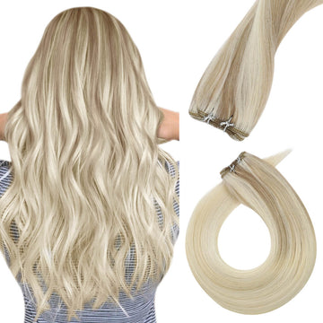 Fshine Virgin Weft Brazilian 100% Human Hair Sew In Bundles Straight 50Grams Balayage Color #18/22/60 - FShine Shop